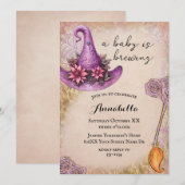 Roze Baby heks Halloween Baby shower Kaart (Voorkant / Achterkant)