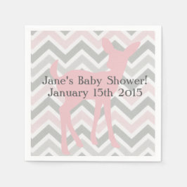 Roze Baby Herten & Grijs/Roze Chevron Servetten