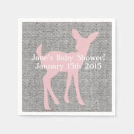 Roze Baby Herten & Grijze Burlap servetten
