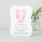 Roze Baby, het is een meisje Baby shower Kaart (Staand voorkant)