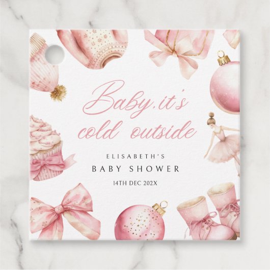 Roze Baby Het is koud buiten Baby shower Bedankjes Labels (Voorkant)