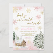 Roze Baby Het is koud buiten Baby shower Kaart (Voorkant)