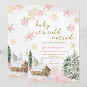 Roze Baby Het is koud buiten Baby shower Kaart (Voorkant / Achterkant)