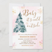 Roze Baby Het is koud buiten Baby shower Kaart (Voorkant)
