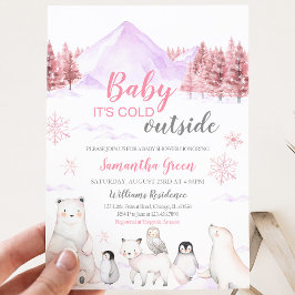 Roze Baby Het Is Koud Buiten Baby Shower Kaart