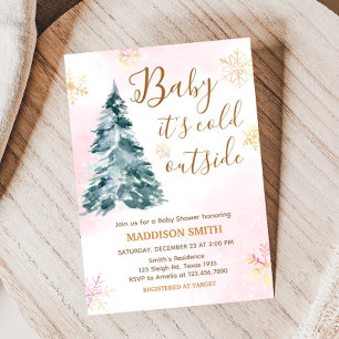 Roze Baby Het is koud buiten Baby Shower Kaart