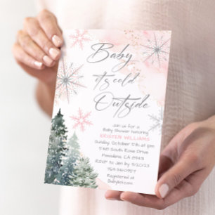 Roze Baby Het is koud buiten Baby shower Kaart