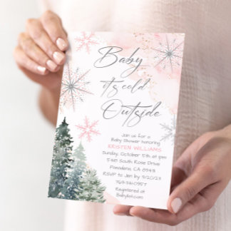 Roze Baby Het is koud buiten Baby shower Kaart