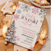 Roze Baby Het is Koud Buiten Baby shower Uitnodigi