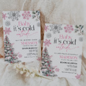 Roze Baby Het is Koud Buiten Baby shower Uitnodigi Kaart