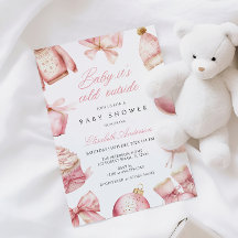 Roze Baby Het is Koud Buiten Baby shower Uitnodigi
