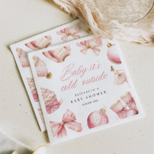 Roze Baby Het is Koud Buiten Baby shower Uitnodigi Servet