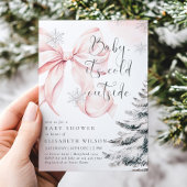 Roze Baby Het is koud buiten Bow Girl Baby shower Kaart