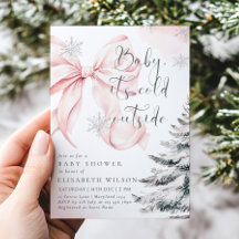 Roze Baby Het is koud buiten Bow Girl Baby shower