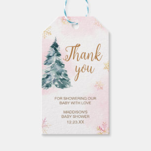 Roze Baby Het is koud buiten Favor Tags Cadeaulabel