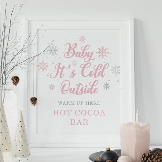 Roze Baby Het is koud buiten Hot Cocoa Bar Poster
