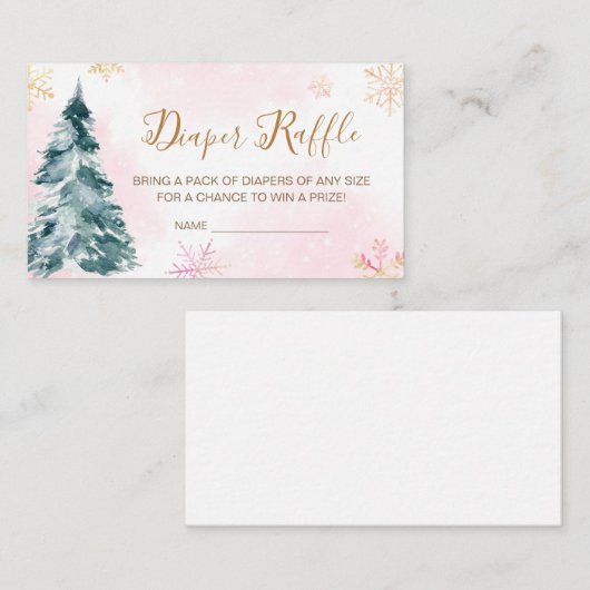 Roze Baby Het is koud buiten Luier Raffle Informatiekaartje (Voorkant / Achterkant)
