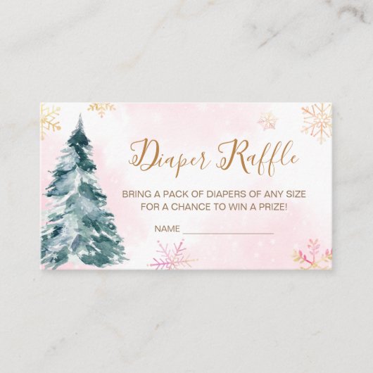Roze Baby Het is koud buiten Luier Raffle Informatiekaartje (Voorkant)
