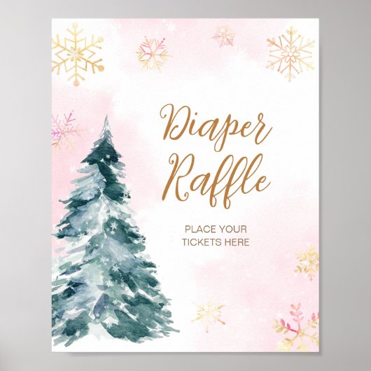 Roze Baby Het is koud buiten Luier Raffle Poster (Voorkant)