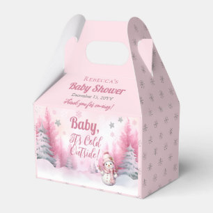 Roze Baby Het is koud buiten Snow Girl Baby shower Bedankdoosjes