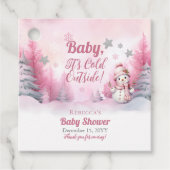 Roze Baby Het is koud buiten Snow Girl Baby shower Bedankjes Labels (Voorkant)