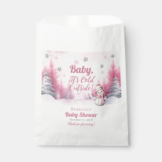 Roze Baby Het is koud buiten Snow Girl Baby shower Bedankzakje (Voorkant)