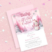 Roze Baby Het is koud buiten Snow Girl Baby shower Kaart