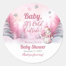 Roze Baby Het is koud buiten Snow Girl Baby shower