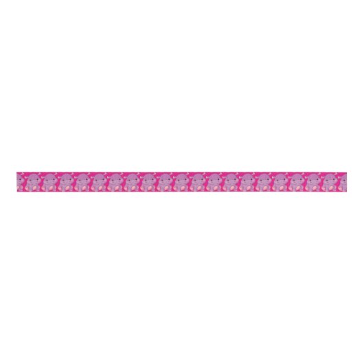 Roze Baby Hippo Ribbon Grosgrain Lint (Voorkant)