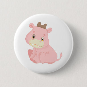 Roze Baby Hippo Ronde Button 5,7 Cm