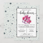 Roze Baby Hoge Topjes Baby shower Kaart (Voorkant / Achterkant)