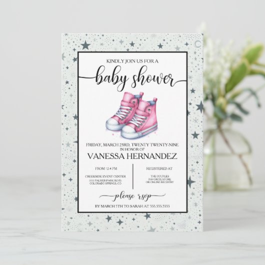 Roze Baby Hoge Topjes Baby shower Kaart (Staand voorkant)
