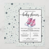Roze Baby Hoge Topjes Baby shower Kaart (Voorkant / Achterkant)