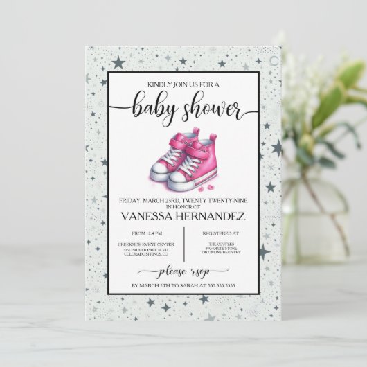 Roze Baby Hoge Topjes Baby shower Kaart (Staand voorkant)