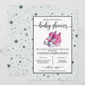 Roze Baby Hoge Topjes Baby shower Kaart (Voorkant / Achterkant)