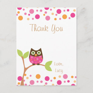 Roze Baby-hotroze op verzoek-Dank u nota Bedankkaart