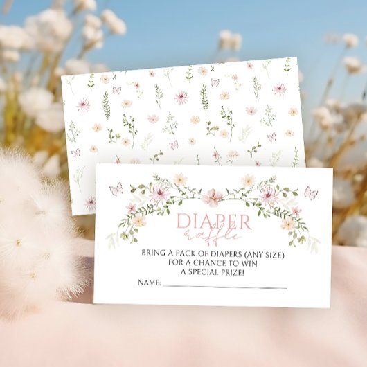Roze Baby in Bloom Baby Meisje Douche Luier Raffle Informatiekaartje