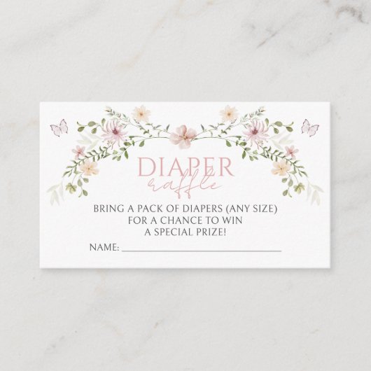 Roze Baby in Bloom Baby Meisje Douche Luier Raffle Informatiekaartje (Voorkant)