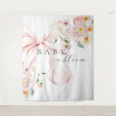 Roze Baby in Bloom Baby shower Achtergrond Wandkleed (Voorkant)