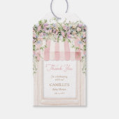 Roze Baby in Bloom Baby shower Dank u label Cadeaulabel (Voorkant)