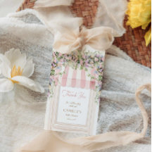 Roze Baby in Bloom Baby shower Dank u label