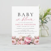 Roze Baby in Bloom Baby shower Elegant Kaart (Staand voorkant)