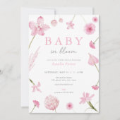Roze Baby in Bloom Baby shower Invitation Kaart (Voorkant)