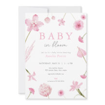 Roze Baby in Bloom Baby shower Invitation