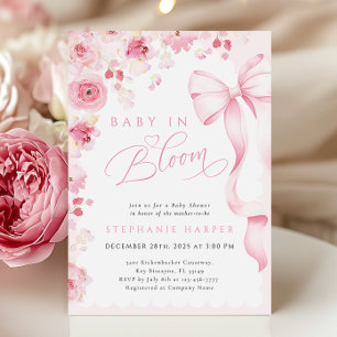 Roze Baby in Bloom Baby shower Kaart