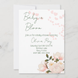 Roze Baby in Bloom Baby shower Uitnodiging