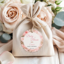 Roze Baby in Bloom Bloemen Favor Tag