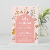 Roze Baby in Bloom Bloemen Meisje Douche Wildflowe Kaart (Staand voorkant)