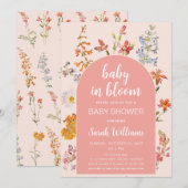 Roze Baby in Bloom Bloemen Meisje Douche Wildflowe Kaart (Voorkant / Achterkant)