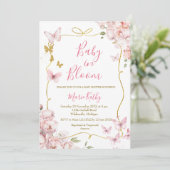 Roze Baby in Bloom Bloemuitnodiging Kaart (Staand voorkant)